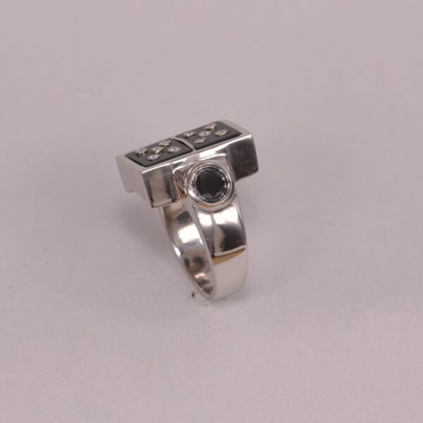 Diamond domino ring, dice ring, solid platinum and diamond ring