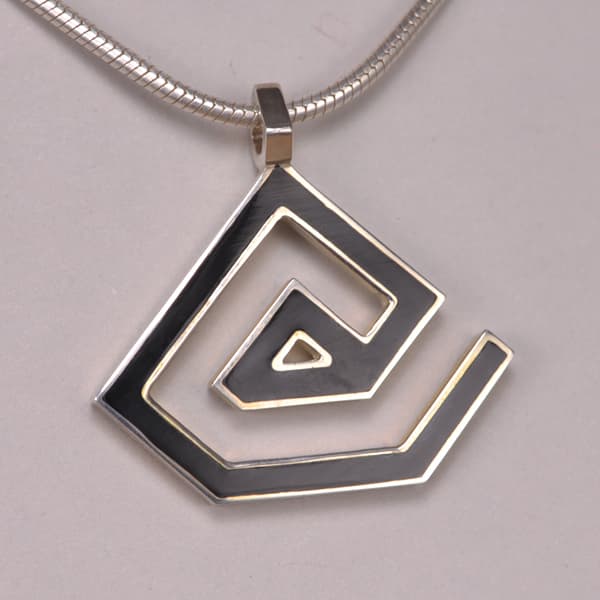 Enameled Sterling Silver ''At'' Symbol Pendant, Cajuel geometric @ design