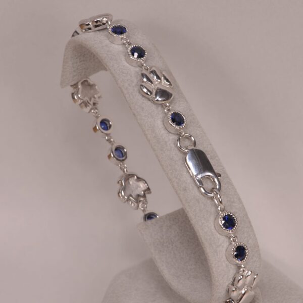 Sterling silver cat paw / cub paw sapphire bracelet