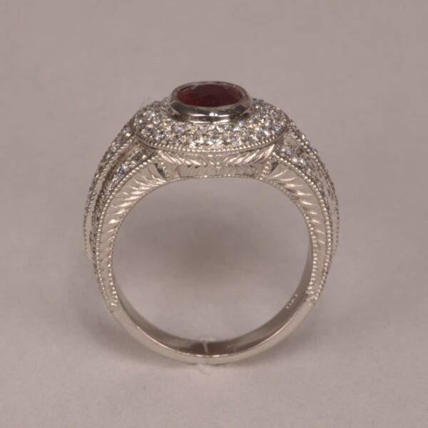 Impressive ruby and diamond ring, wonderfully crafted in the USA