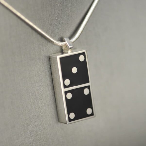 Domino pendant, solid silver and enamel 3 - 4, three - four