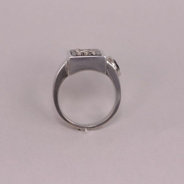 Diamond domino ring, dice ring, solid platinum and diamond ring