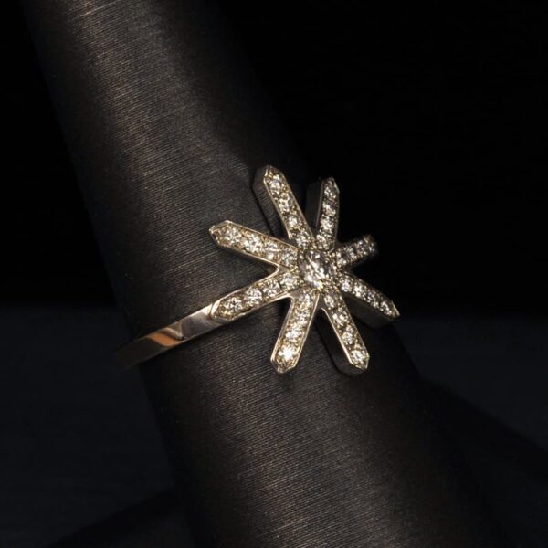 Diamond starflake, snowflake diamond ring, authentic Cajuel