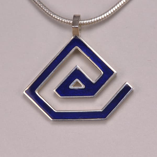 Enameled Sterling Silver ''At'' Symbol Pendant, Cajuel geometric @ design