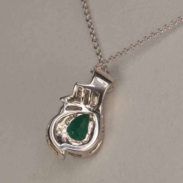 Emerald and diamond drop pendant with chain, stunning and brand new