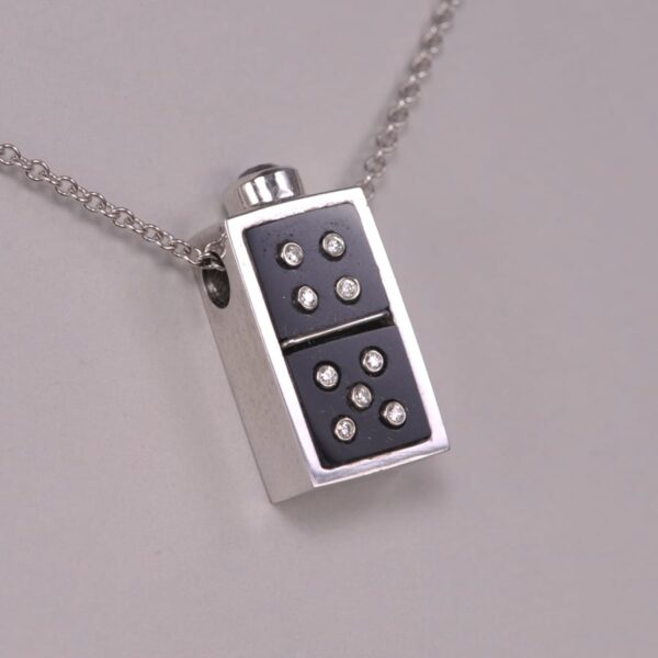 Diamond domino pendant, diamond dice pendant, new with chain