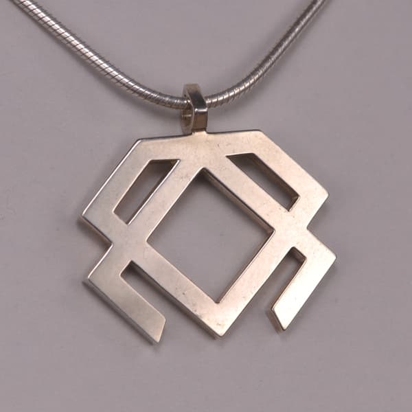 Sterling silver abstract geometric pendant with chain, Casil by Cajuel original