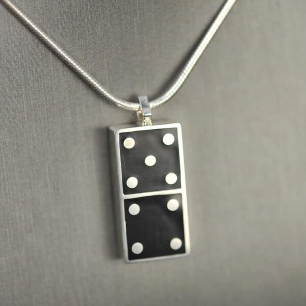 Domino pendant, solid silver and enamel 4 - 5, four - five