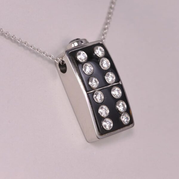 Platinum and diamond dice pendant, diamond domino pendant