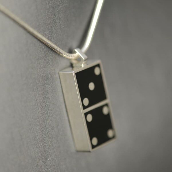 Domino pendant, solid silver and enamel 3 - 4, three - four