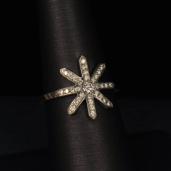 Diamond starflake, snowflake diamond ring, authentic Cajuel