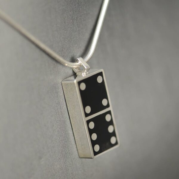 Domino pendant, solid silver and enamel 4 - 6, four - six