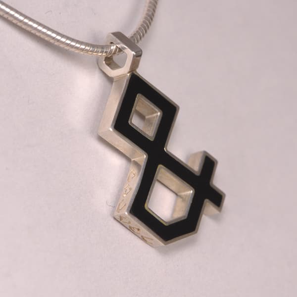 Enameled Sterling Silver ''And'' Symbol Pendant, Cajuel geometric design