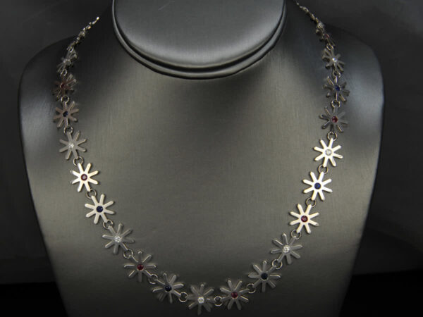 Diamond Ruby Sapphire snowflake neckpiece, necklace, snowflake