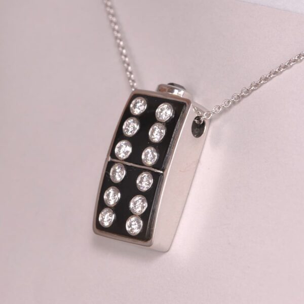 Platinum and diamond dice pendant, diamond domino pendant