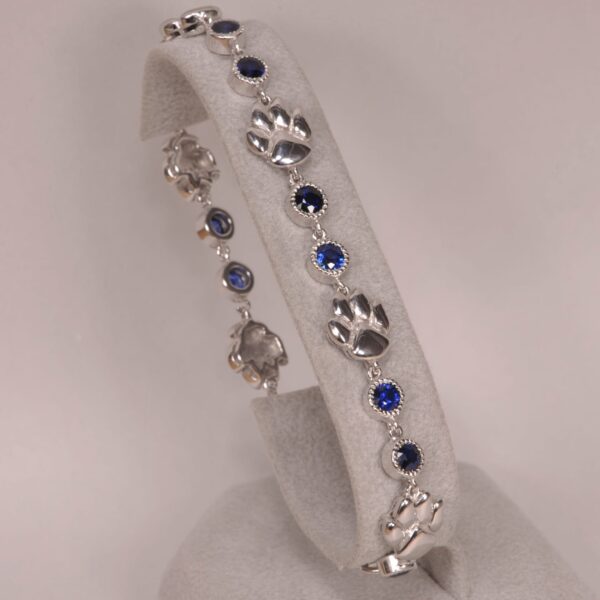 Sterling silver cat paw / cub paw sapphire bracelet