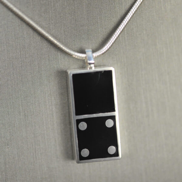 Domino pendant, solid silver and enamel 0 - 4, blank four