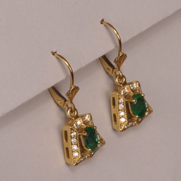 Emerald and diamond earrings, real cute and brand new