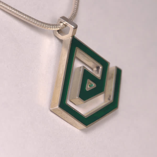 Enameled Sterling Silver ''At'' Symbol Pendant, Cajuel geometric @ design