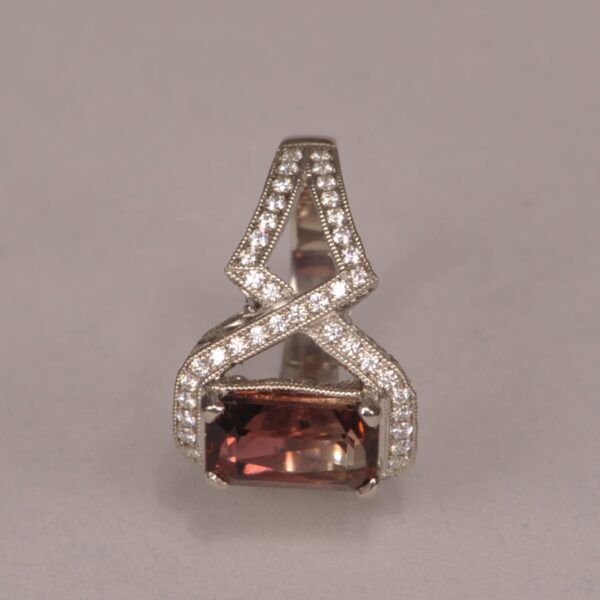 Peach tourmaline and diamond ring, rare and special color