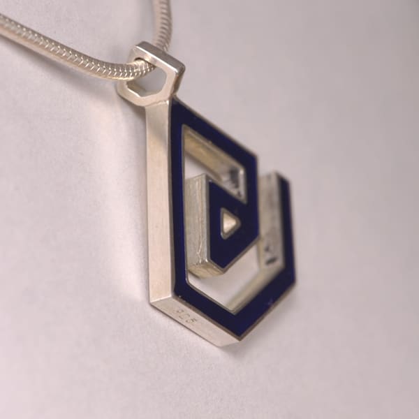 Enameled Sterling Silver ''At'' Symbol Pendant, Cajuel geometric @ design