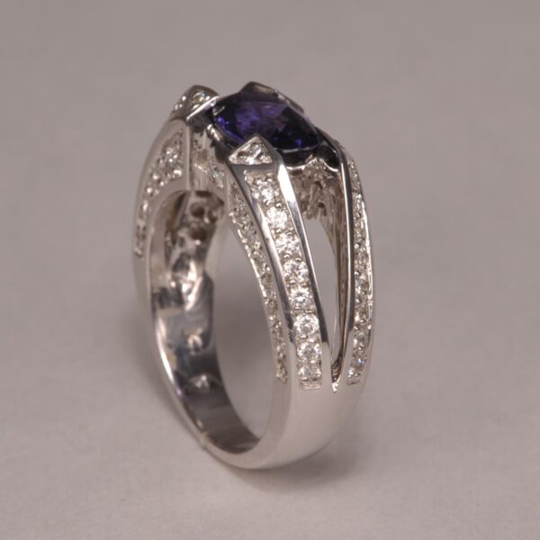 Purple sapphire and diamond ring, natural sapphire, one of a kind ring