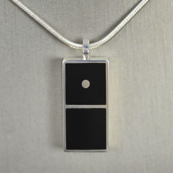 Domino pendant, solid silver and enamel 0 - 1, blank one