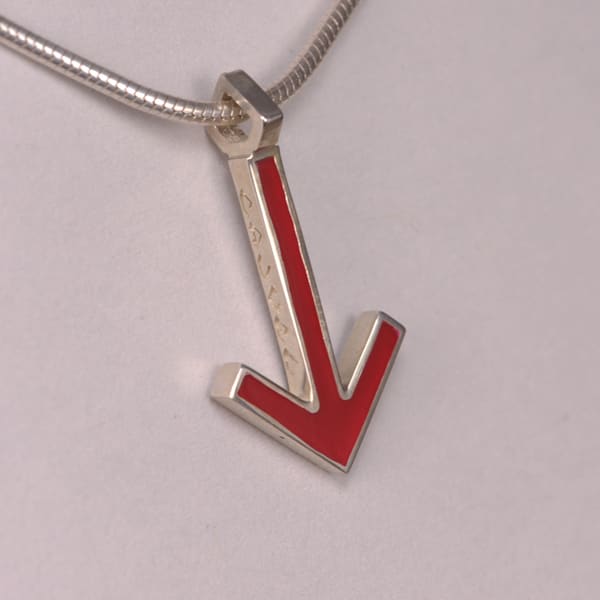 Enameled Sterling Silver Iconic Arrow Pendant, Cajuel geometric design