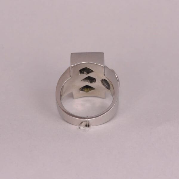 Diamond domino ring, dice ring, solid platinum and diamond ring