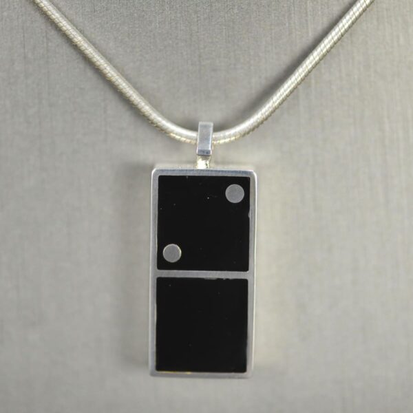 Domino pendant, solid silver and enamel 0 - 2, blank two