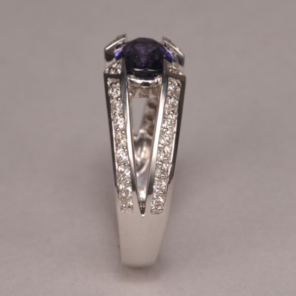 Purple sapphire and diamond ring, natural sapphire, one of a kind ring