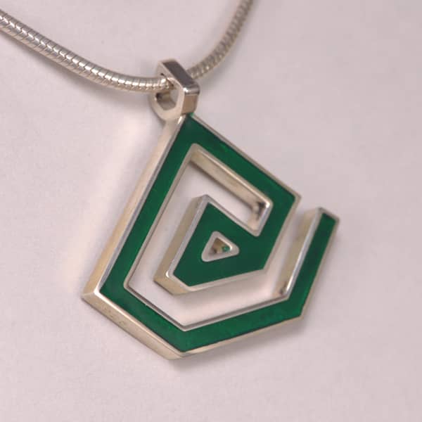 Enameled Sterling Silver ''At'' Symbol Pendant, Cajuel geometric @ design