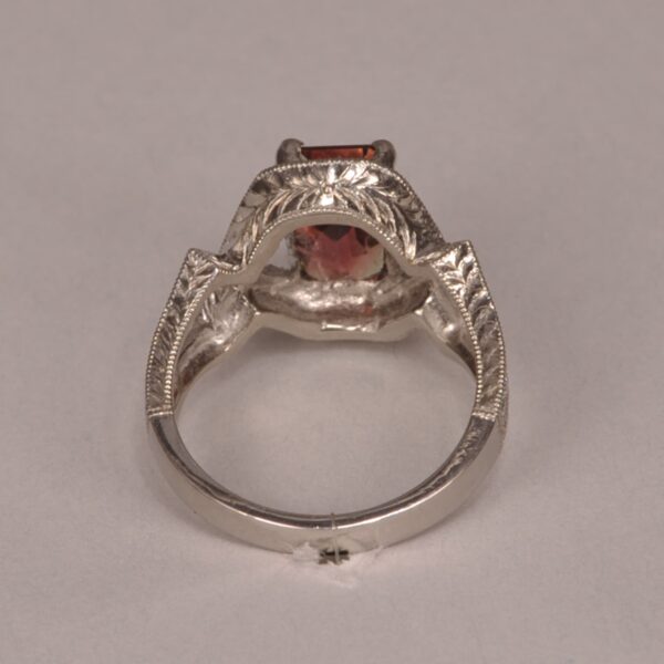 Peach tourmaline and diamond ring, rare and special color