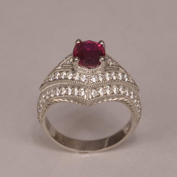 Very Fine Ruby and diamond ring, bold modern design