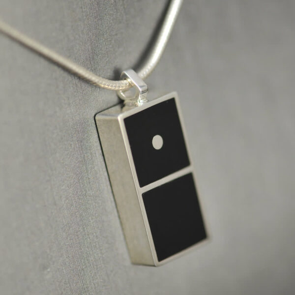 Domino pendant, solid silver and enamel 0 - 1, blank one