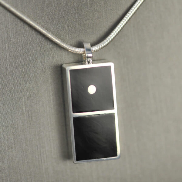 Domino pendant, solid silver and enamel 0 - 1, blank one