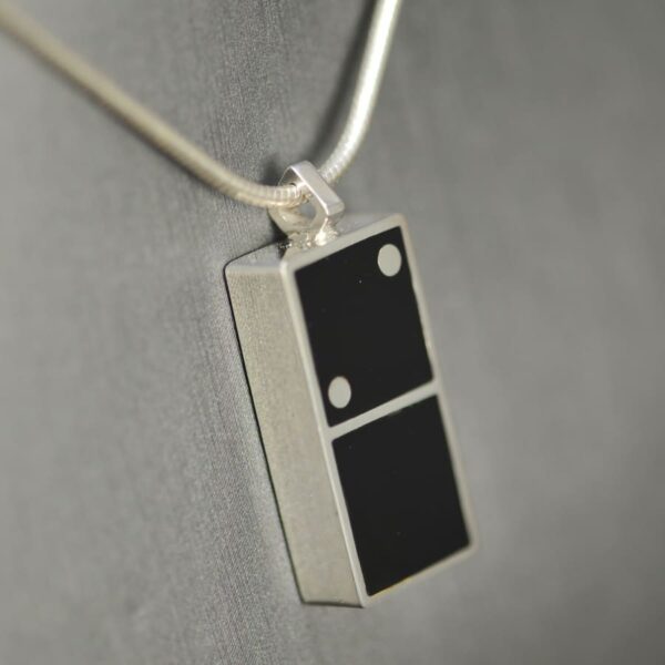 Domino pendant, solid silver and enamel 0 - 2, blank two