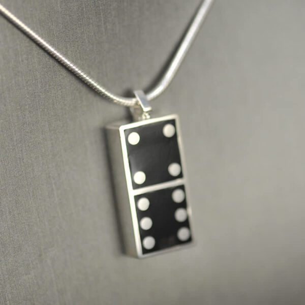 Domino pendant, solid silver and enamel 4 - 6, four - six