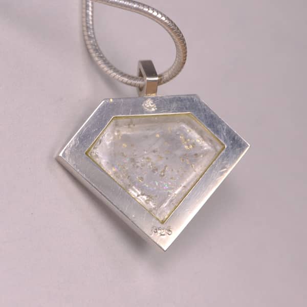 quartz and enamel geometric pendant