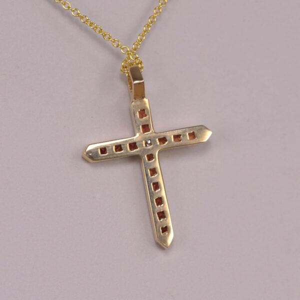 Fine orange sapphire and diamond cross, crucifix, modern