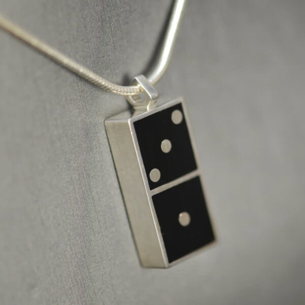 Domino pendant, solid silver and enamel 1 - 3, one three