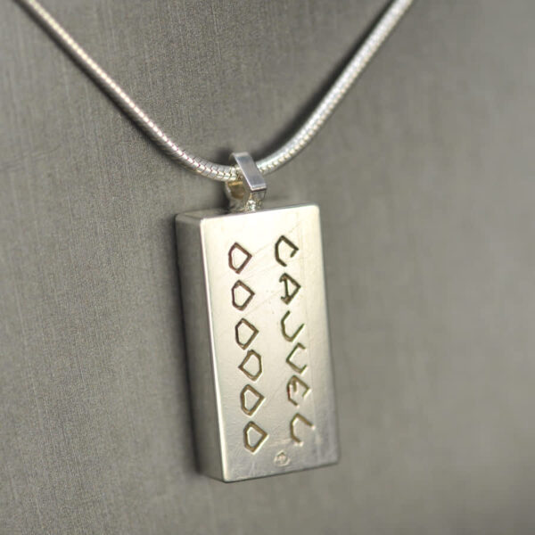 Domino pendant, solid silver and enamel 3 - 6, three - six