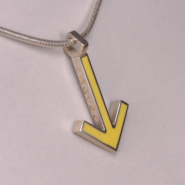 Enameled Sterling Silver Iconic Arrow Pendant, Cajuel geometric design