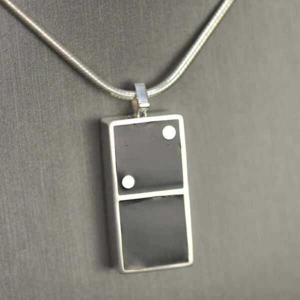 Domino pendant, solid silver and enamel 0 - 2, blank two