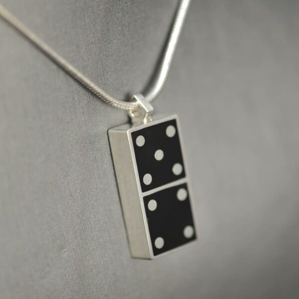 Domino pendant, solid silver and enamel 4 - 5, four - five