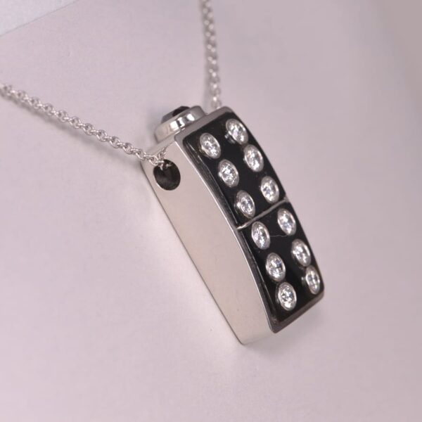 Platinum and diamond dice pendant, diamond domino pendant