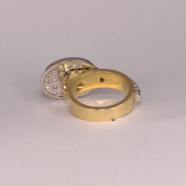 Gold, diamond and pearl Tennis Racket raquet ring