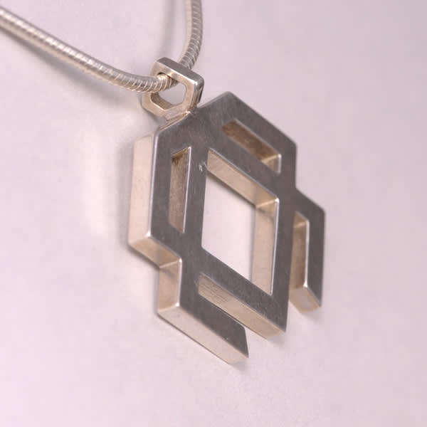 Sterling silver abstract geometric pendant with chain, Casil by Cajuel original