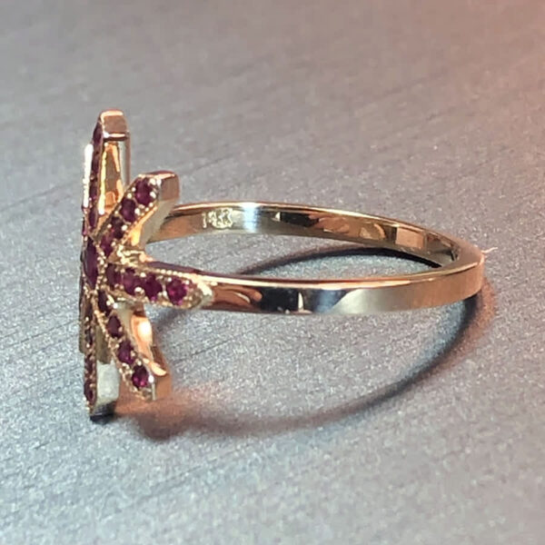 Ruby starflake snowflake ring, natural fine rubies