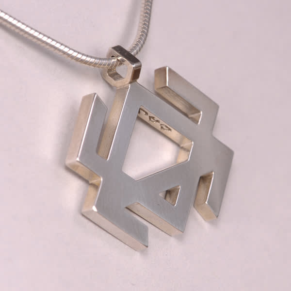 Sterling silver abstract geometric pendant with chain, Casil by Cajuel original